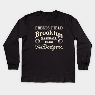 Brooklyn Dodgers Retro Type Design by Buck Tee Kids Long Sleeve T-Shirt